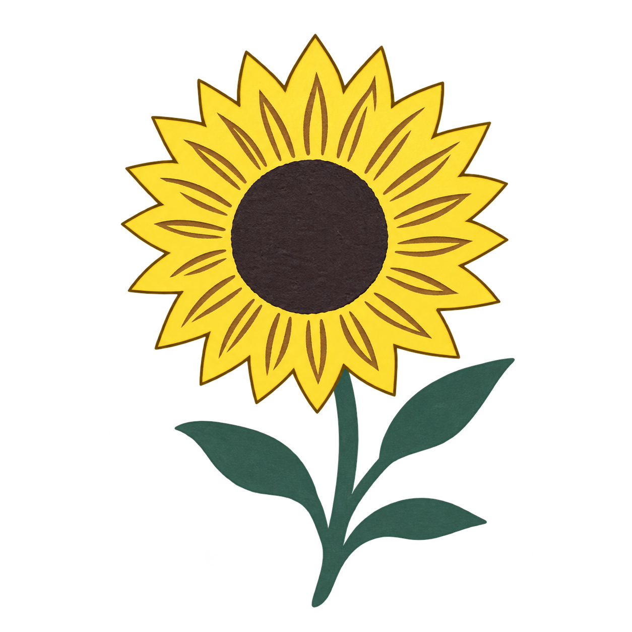 Sunflower engraving artwork