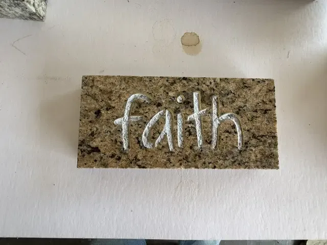 Faith script granite plaque