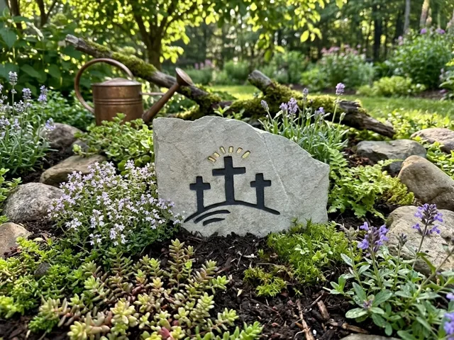 Three-cross garden stone