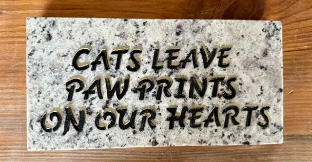 Cats Leave Paw Prints granite plaque