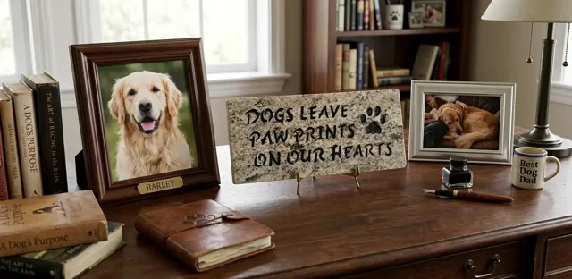 Dogs Leave Paw Prints granite plaque