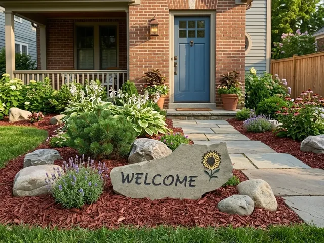 Sunflower welcome garden stone