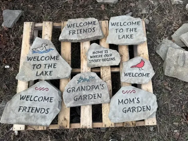Welcome and garden stone collection