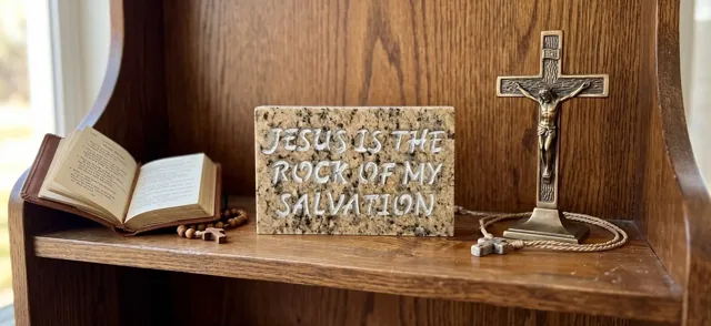 Rock of My Salvation granite plaque