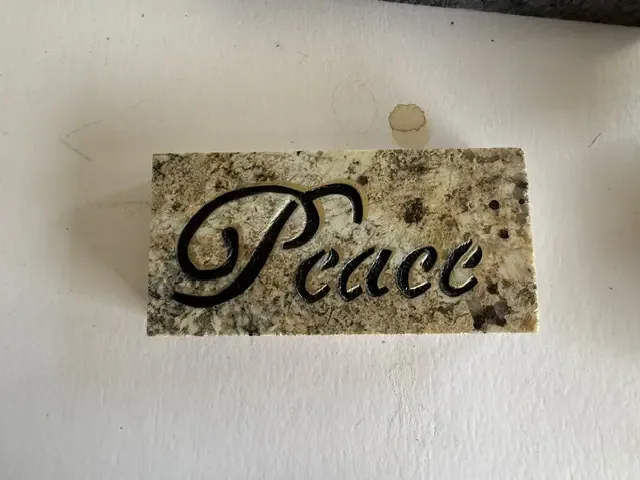 Peace script granite plaque