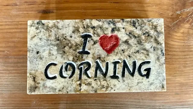 I Love Corning granite plaque