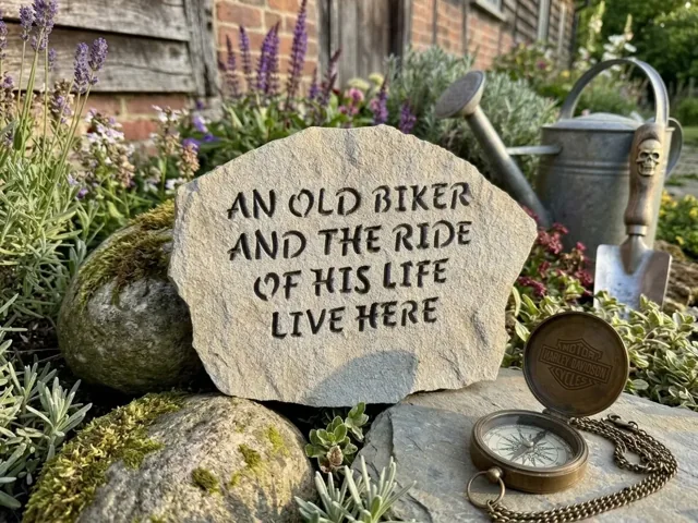 Old biker custom quote stone