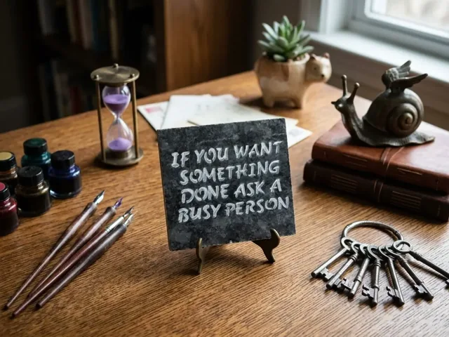 Ask a Busy Person granite plaque
