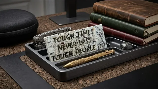 Tough Times Never Last granite plaque