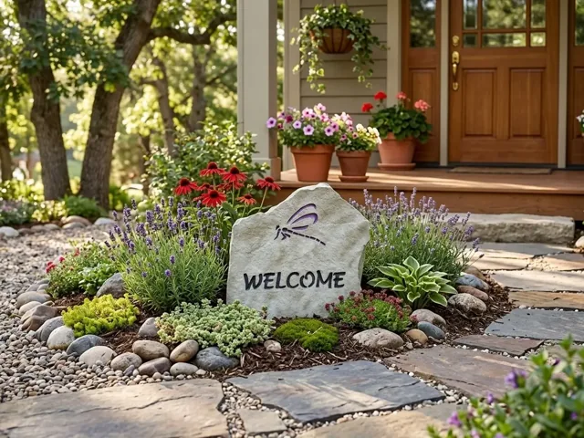 Dragonfly welcome stone