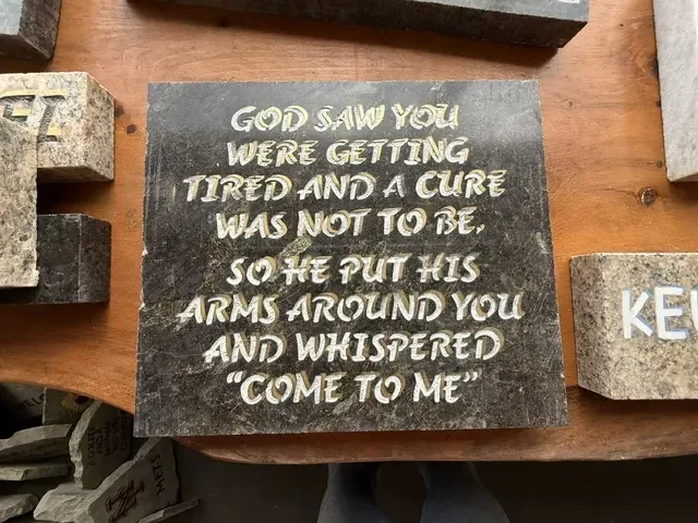 God Saw You dark granite memorial