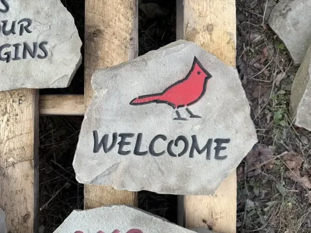 Cardinal welcome garden stone