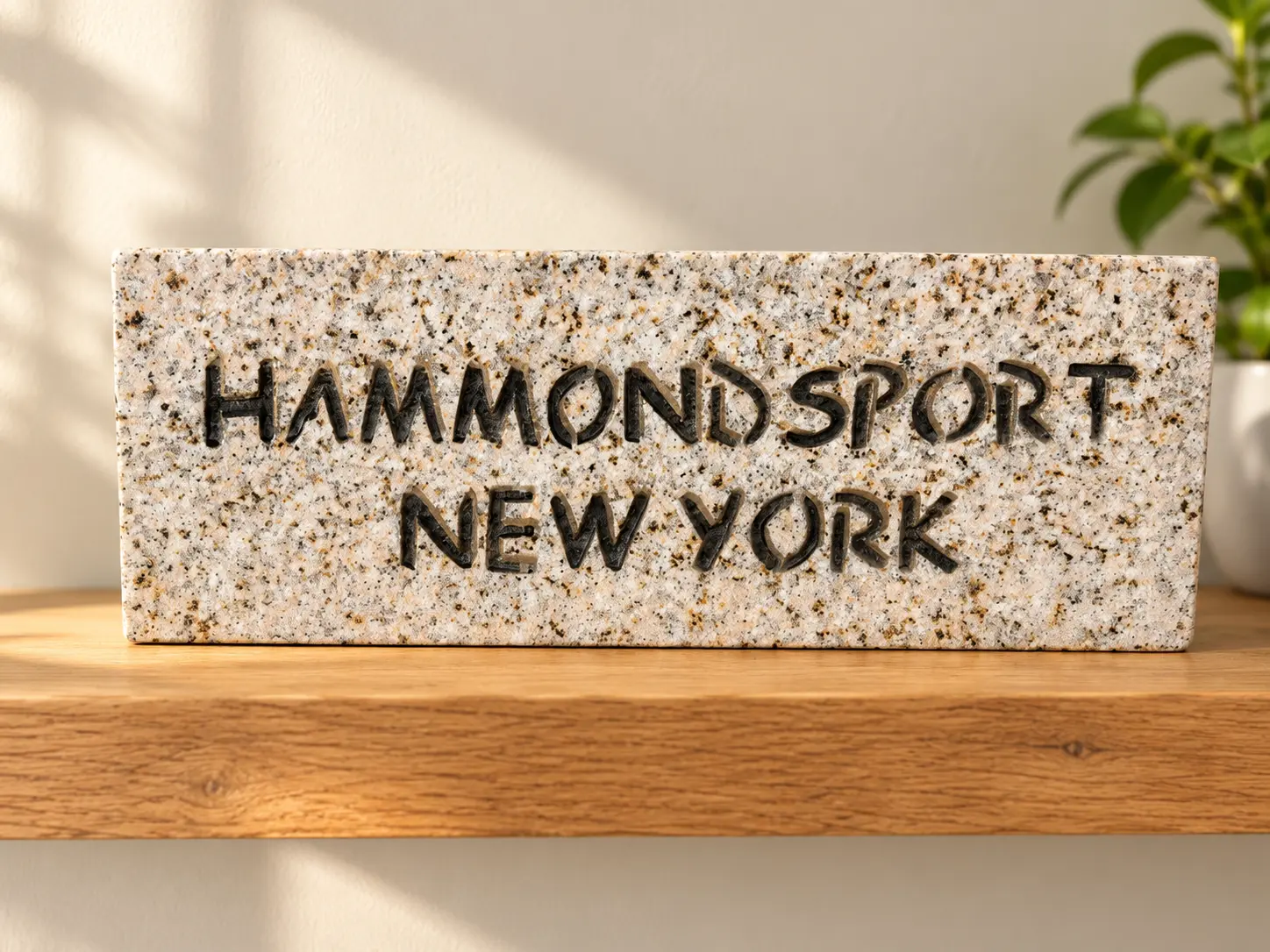 Hammondsport, New York engraved in granite