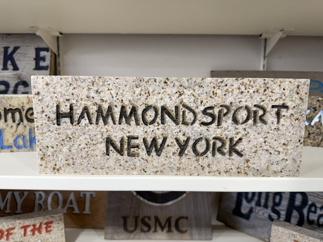 Hammondsport, New York engraved in granite