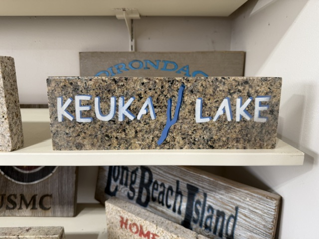 Keuka Lake engraved in granite