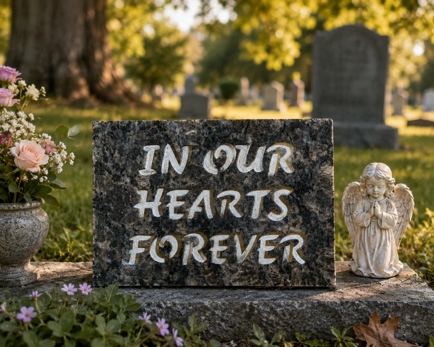 In Our Hearts Forever engraved in granite