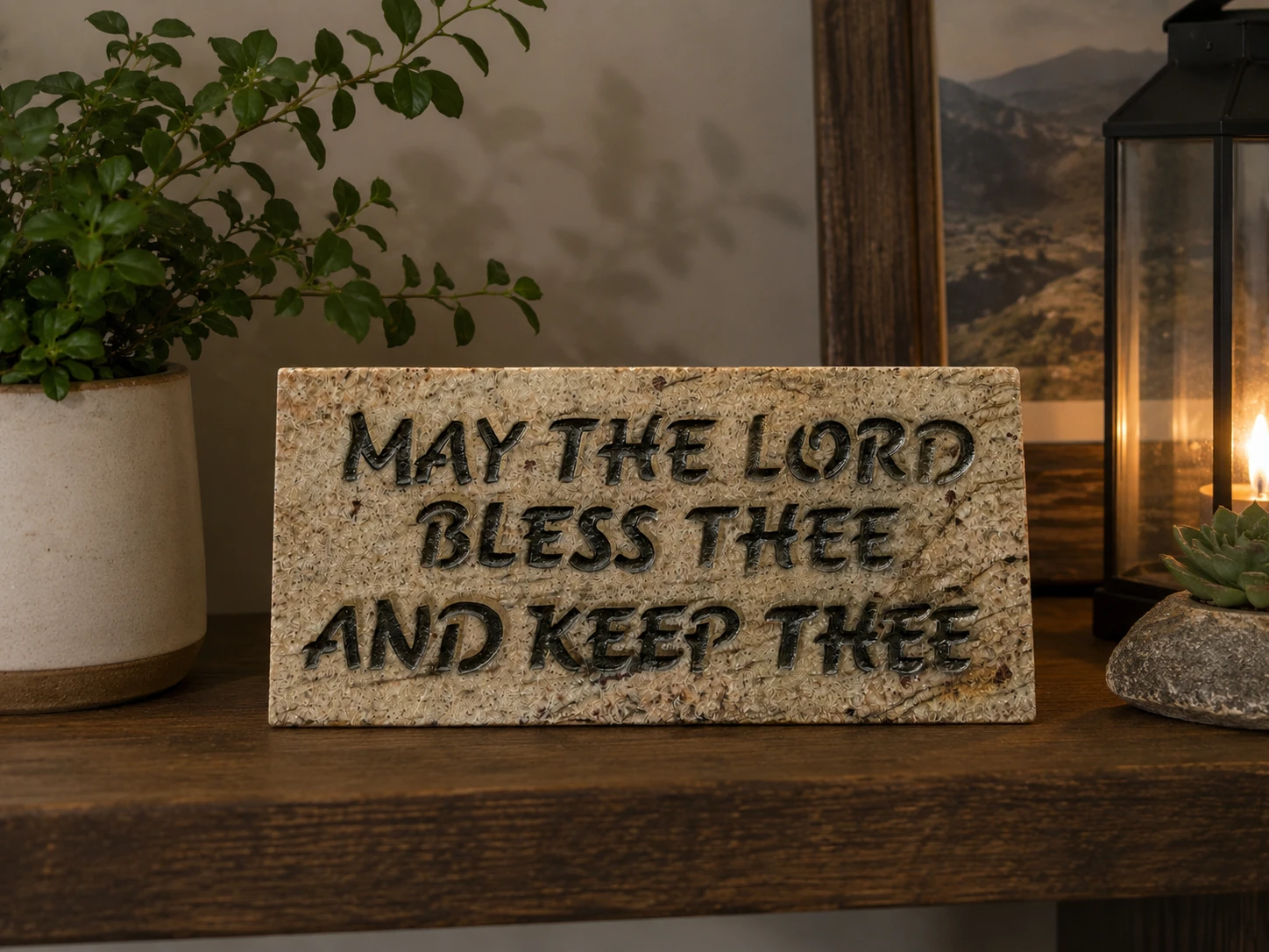 May the Lord Bless Thee and Keep Thee engraved in granite