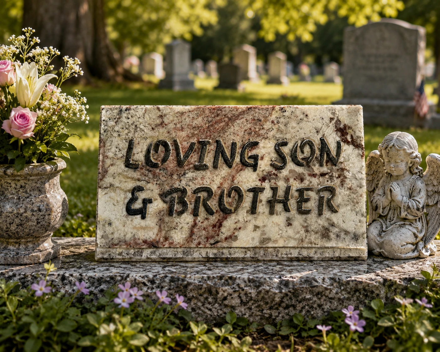 Loving Son & Brother engraved in granite
